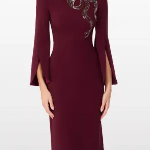 Love Bow Split-sleeve Midi Dress