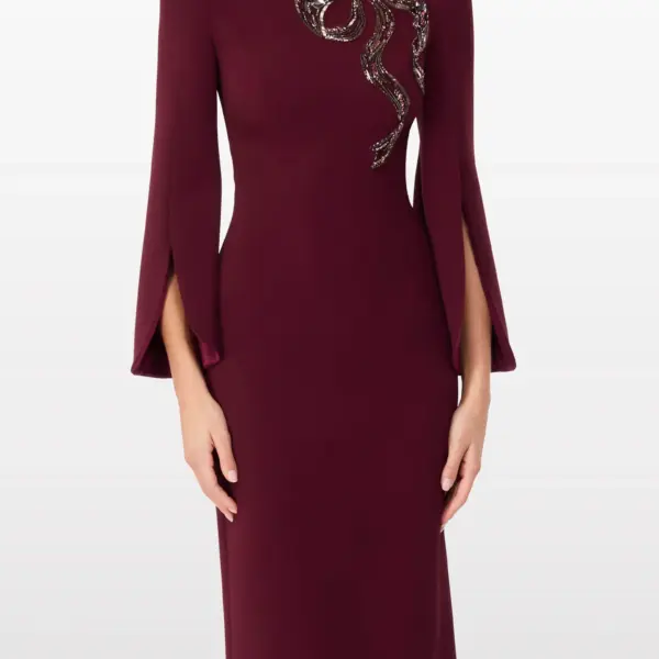 Love Bow Split-sleeve Midi Dress