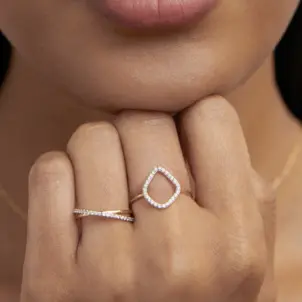14K Gold Diamond Crossover Ring