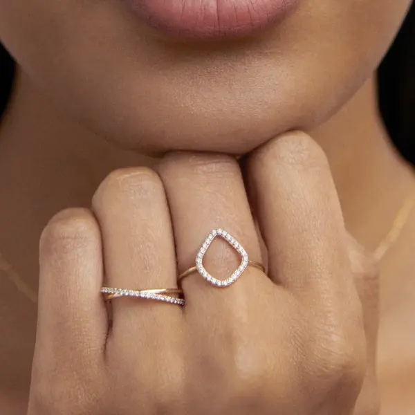 14K Gold Diamond Crossover Ring