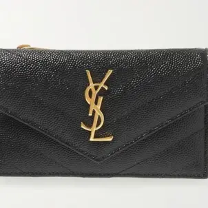 Saint Laurent Cassandre Quilted Textured-Leather Wallet