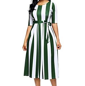 Dokoto Women’s Casual Half-Sleeve Belted Midi Dress