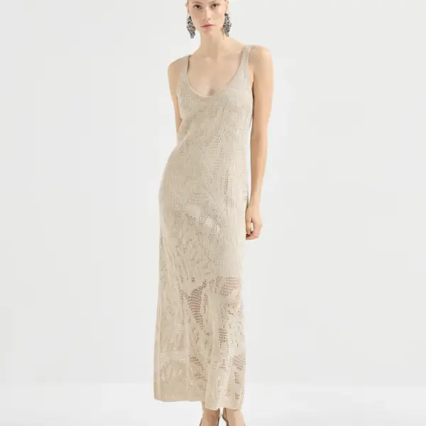 Dazzling water lillies dress in linen and cotton