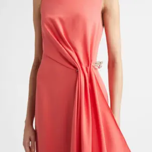 Fluid Stretch Crepe Pin Detail Dress