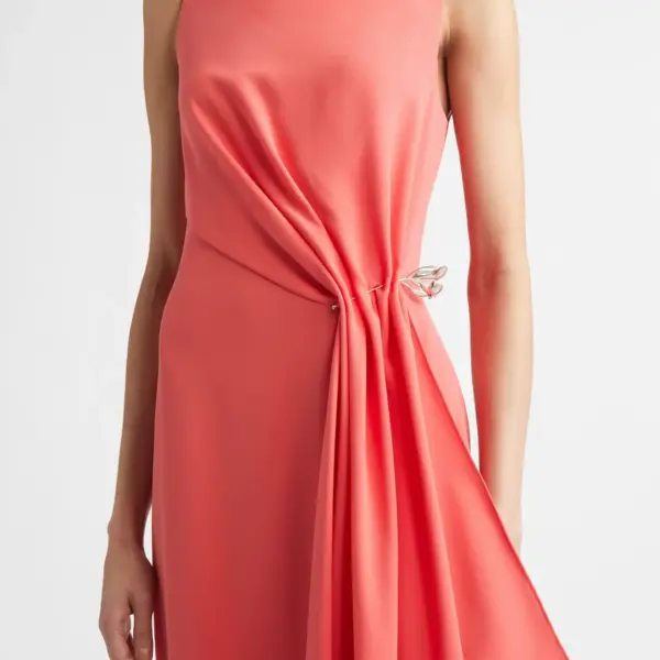 Fluid Stretch Crepe Pin Detail Dress