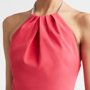 Fluid Stretch Crepe Halter Neck Gown