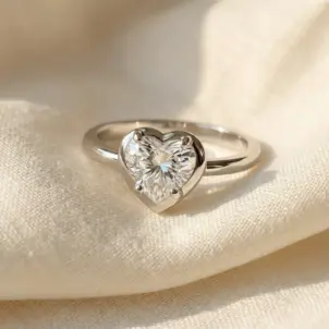 Certified 2 1/2Ct Heart Diamond Button Engagement Ring 14k Gold or Pt Lab Grown