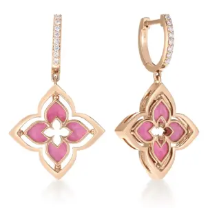 Venetian Princess Pirouette Diamond Pave Flower Drop Earrings