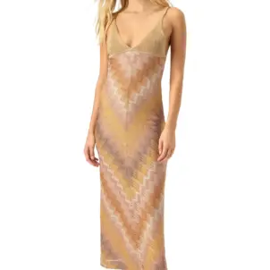 Viscose Lamé Gown With Deep Neckline