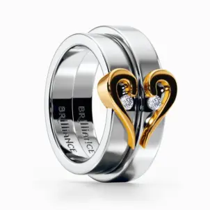 Curled Heart Set In Platinum Yellow Gold