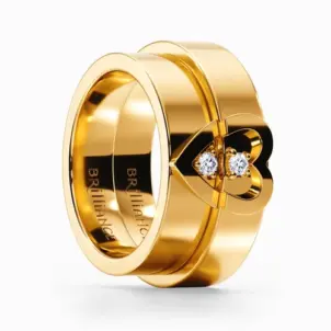 Split Heart Set In Yellow Gold