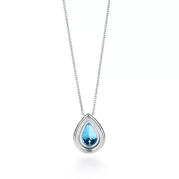 Pendant in Platinum with an Aquamarine and Diamonds