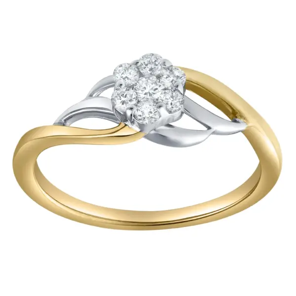 Amoria 0.25 Ct Natural Diamond Floral 10K Gold Ring