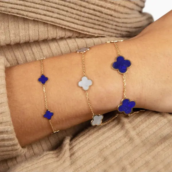 Large Lapis Clover Bracelet