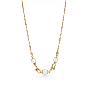 HardWear Link Necklace in Yellow Gold with Freshwater Pearls