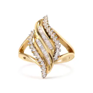 10K Yellow Gold 1/2 Cttw Diamond Cocktail Ring