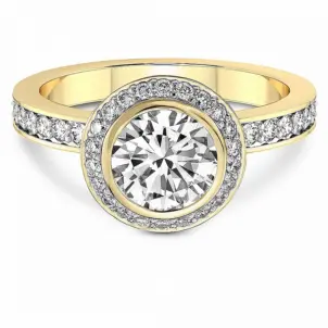 10kt Bell Dome Bezel Halo Eternity Lab Diamond Ring
