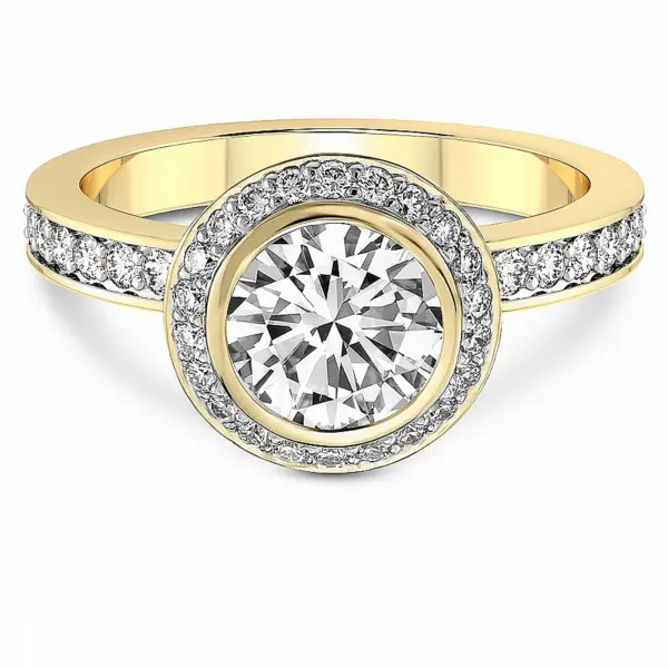 10kt Bell Dome Bezel Halo Eternity Lab Diamond Ring