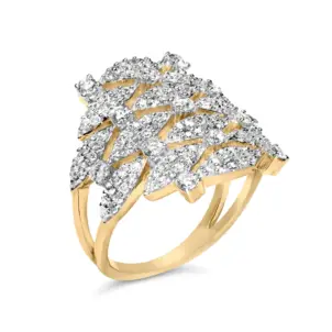 14K Gold 1.0 Cttw Diamond Geometric Stacked Open Cocktail Ring