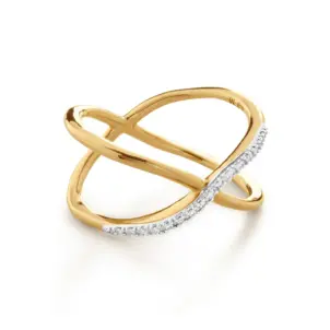 Riva Kiss 18K Gold Vermeil Pavé Diamond Crossover Ring