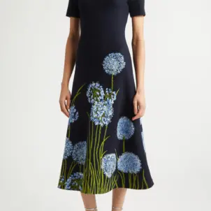 Allium Jacquard Knit A-Line Dress
