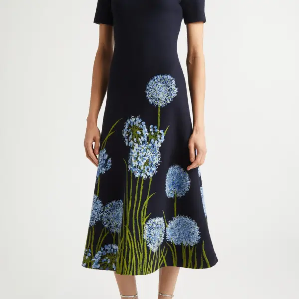 Allium Jacquard Knit A-Line Dress