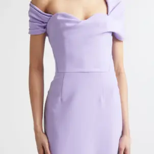 Sofia Draped Off the Shoulder Crepe Column Gown