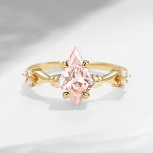 Vintage Inspired Kite Cut Lab Pink Diamond Engagement Ring