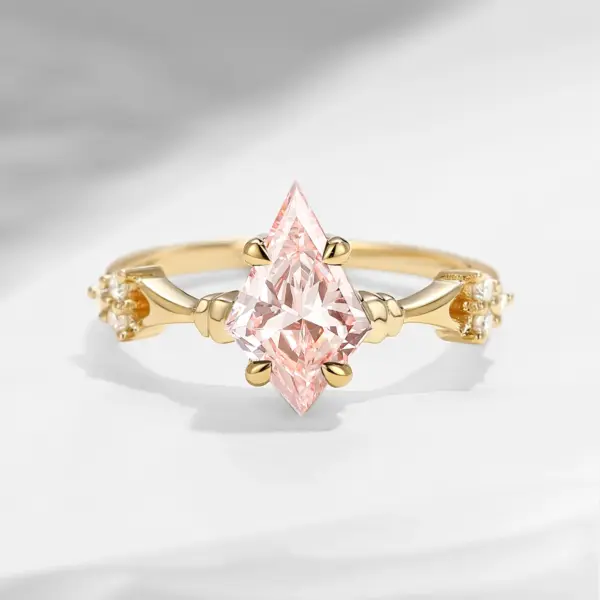 Vintage Inspired Kite Cut Lab Pink Diamond Engagement Ring