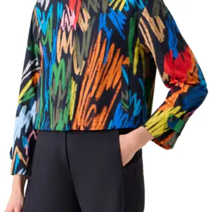 Oversize Scribble Print Cotton Jacker
