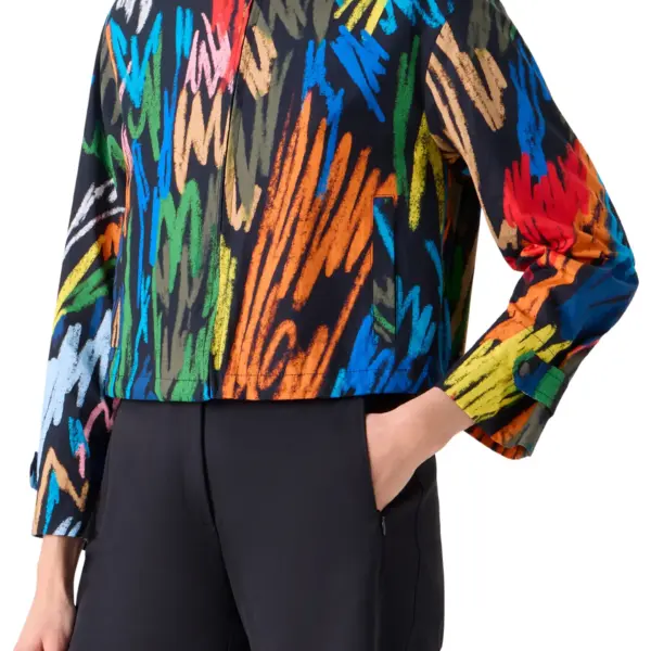Oversize Scribble Print Cotton Jacker