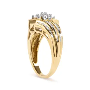 10K Yellow Gold 1/2Cttw Diamond Cluster Head & Shank Ring