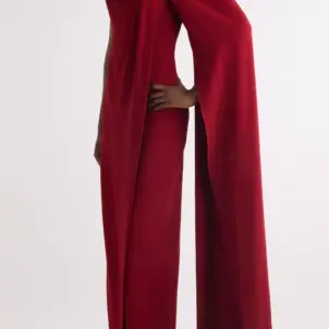Asymmetric Draped Cady Cape Gown