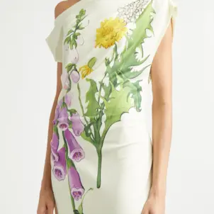 Foxglove Sketch Off the Shoulder Jersey Dress