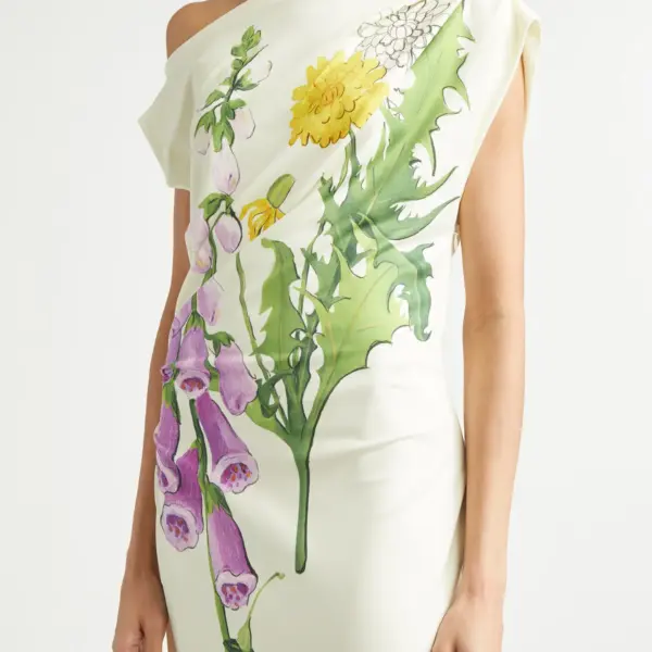 Foxglove Sketch Off the Shoulder Jersey Dress