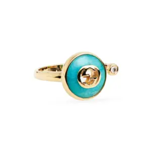 Interlocking GG 18K Gold & Diamond Ring