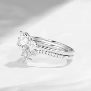 Round Cut Lab Diamond Three-Stone Engagement Ring
