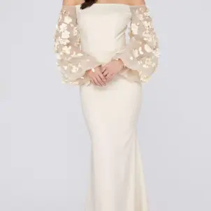 Shoulder Floral Mother of the Bride Gown