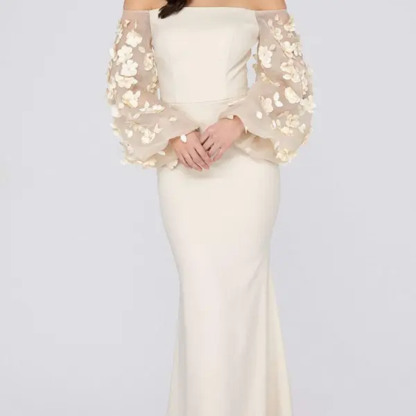 Shoulder Floral Mother of the Bride Gown