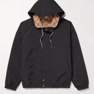Reversible Monogrammed Shell Hooded Jacket