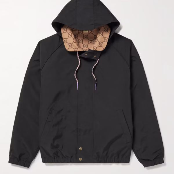 Reversible Monogrammed Shell Hooded Jacket