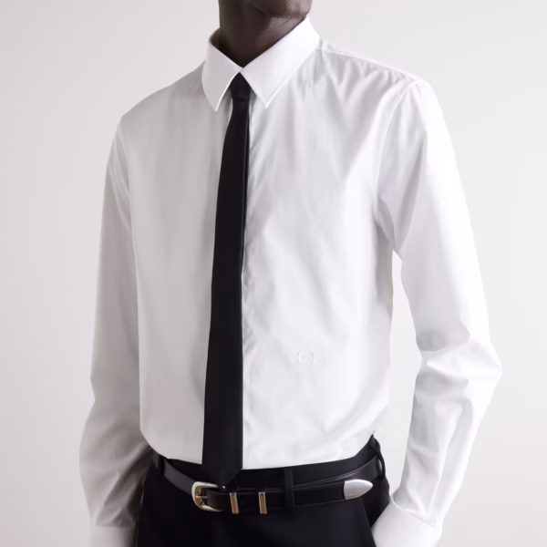 CELINE Logo-Embroidered Cotton-Poplin Shirt
