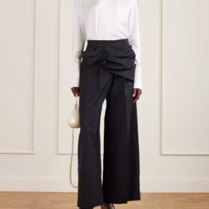 SIMONE ROCHA Gathered crepe wide-leg pants