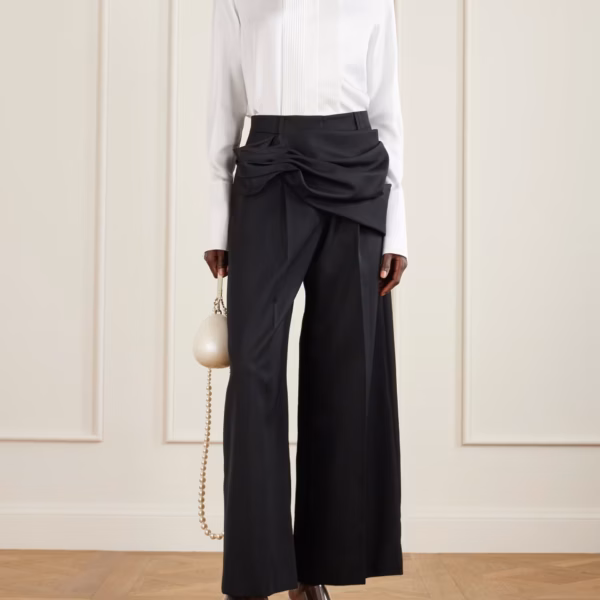 SIMONE ROCHA Gathered crepe wide-leg pants