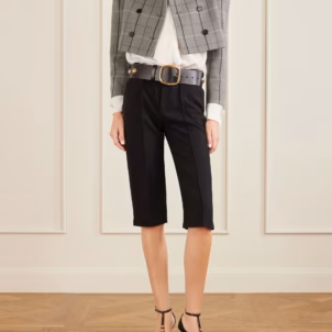 CHLOÉ Buckle-embellished wool-crepe straight-leg capri pants