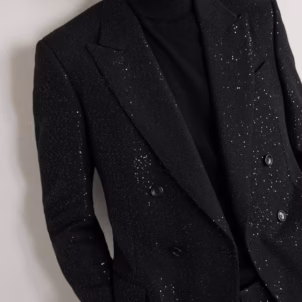 Double-Breasted Sequinned Wool-Blend Suit Jacket