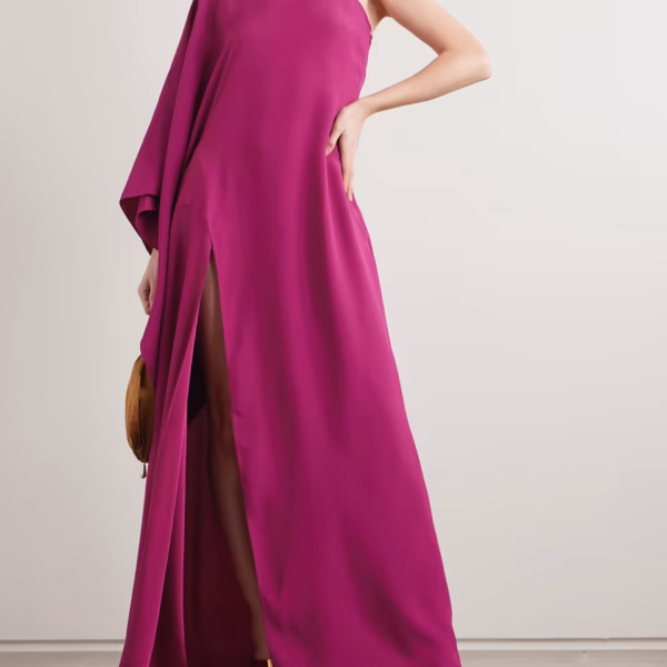 TALLER MARMO Paloma scarf-detailed one-shoulder satin-crepe maxi dress