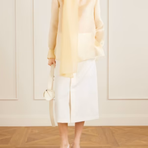 ANOTHER TOMORROW Bow-embellished silk-organza blouse