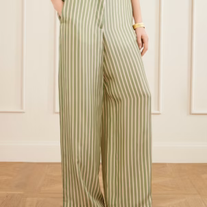 DRIES VAN NOTEN Penn striped satin wide-leg pants