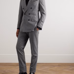 Dyllan Double-Breasted Wool-Flannel Suit Jacket